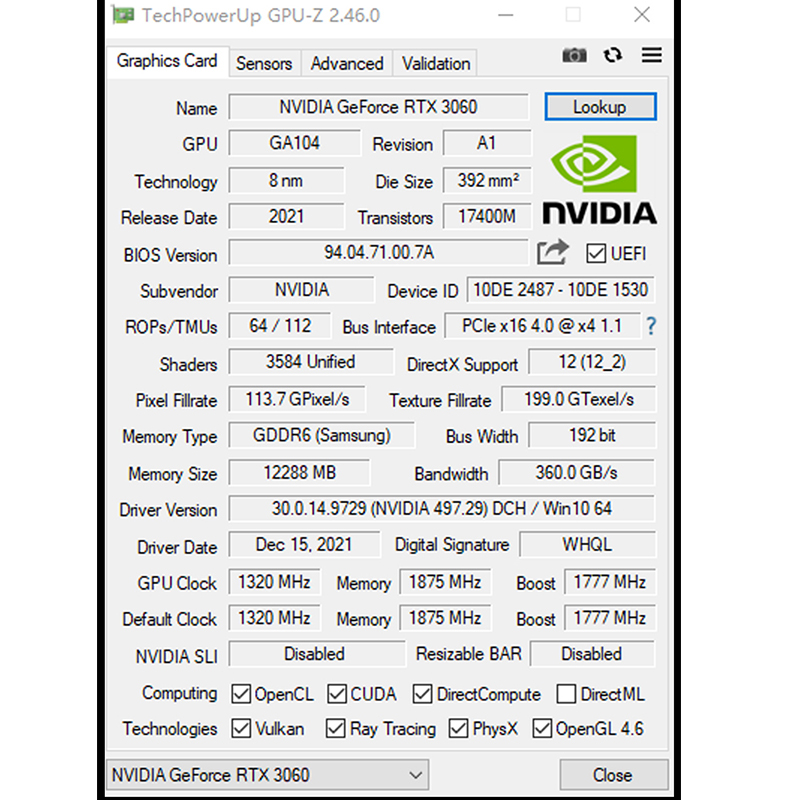 rtx3060主机显卡