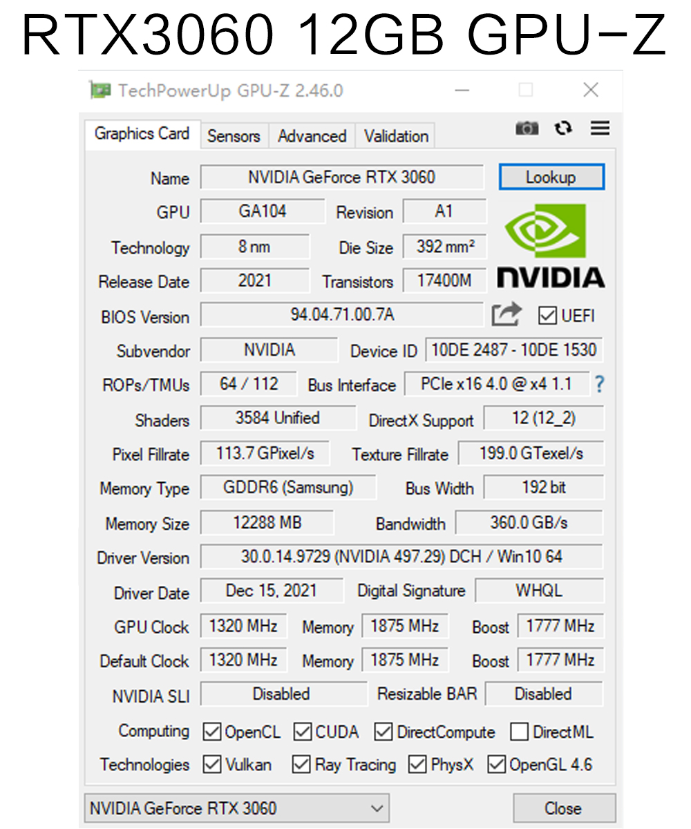 rtx3060主机显卡